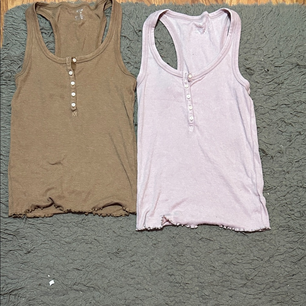 Aerie Brown and Pink Tank Tops